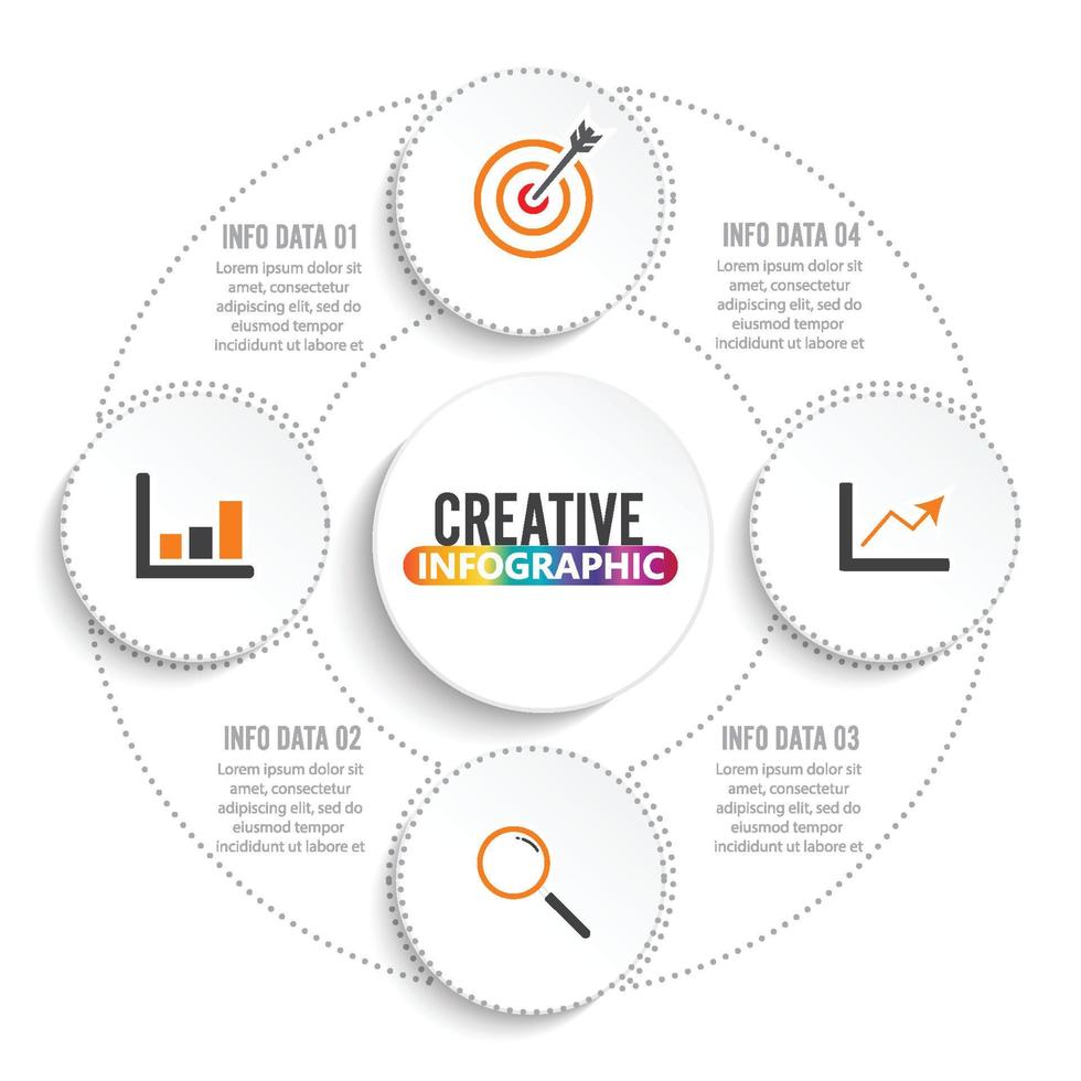 Vector infographic circle template with 4 steps, parts, options, sectors, stages. Can be used for graph, pie chart, workflow layout, cycling diagram, brochure, report, presentation.