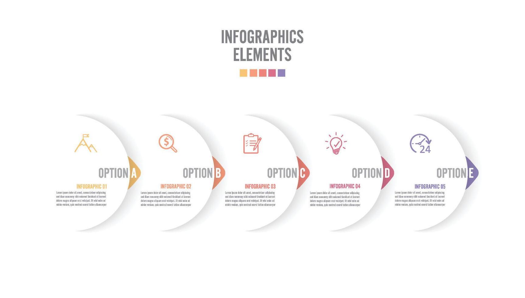 Five paper white overlapping arrows placed in horizontal row. Concept of 5 successive. For content, diagram, flowchart, steps, parts, timeline infographics, workflow layout, chart. vector