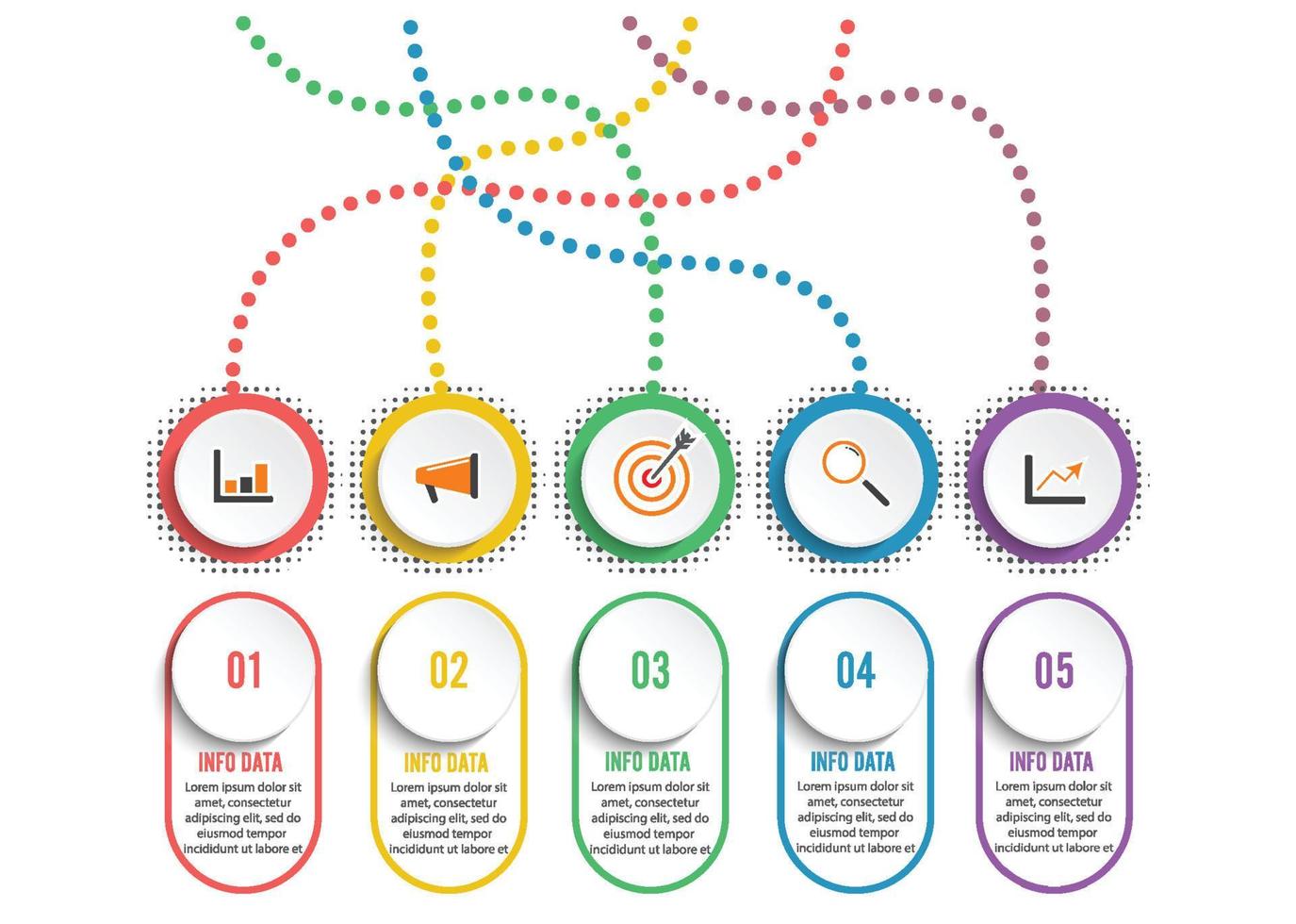 Circle infographic template five option, process or step for business presentation vector