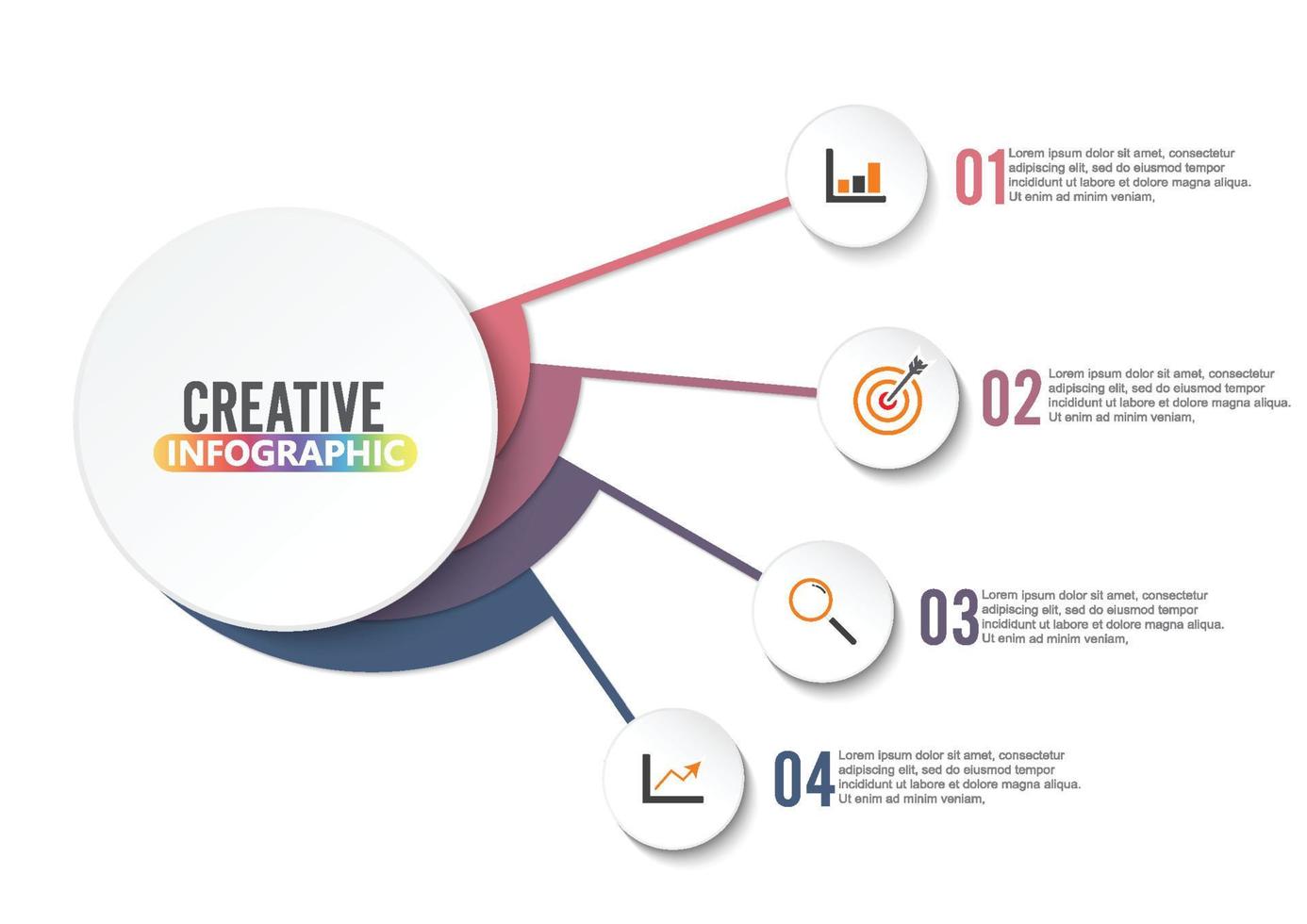 Vector infographic template with 3D paper label, integrated circles. Business concept with options. For content, diagram, flowchart, steps, parts, timeline infographics, workflow layout, chart