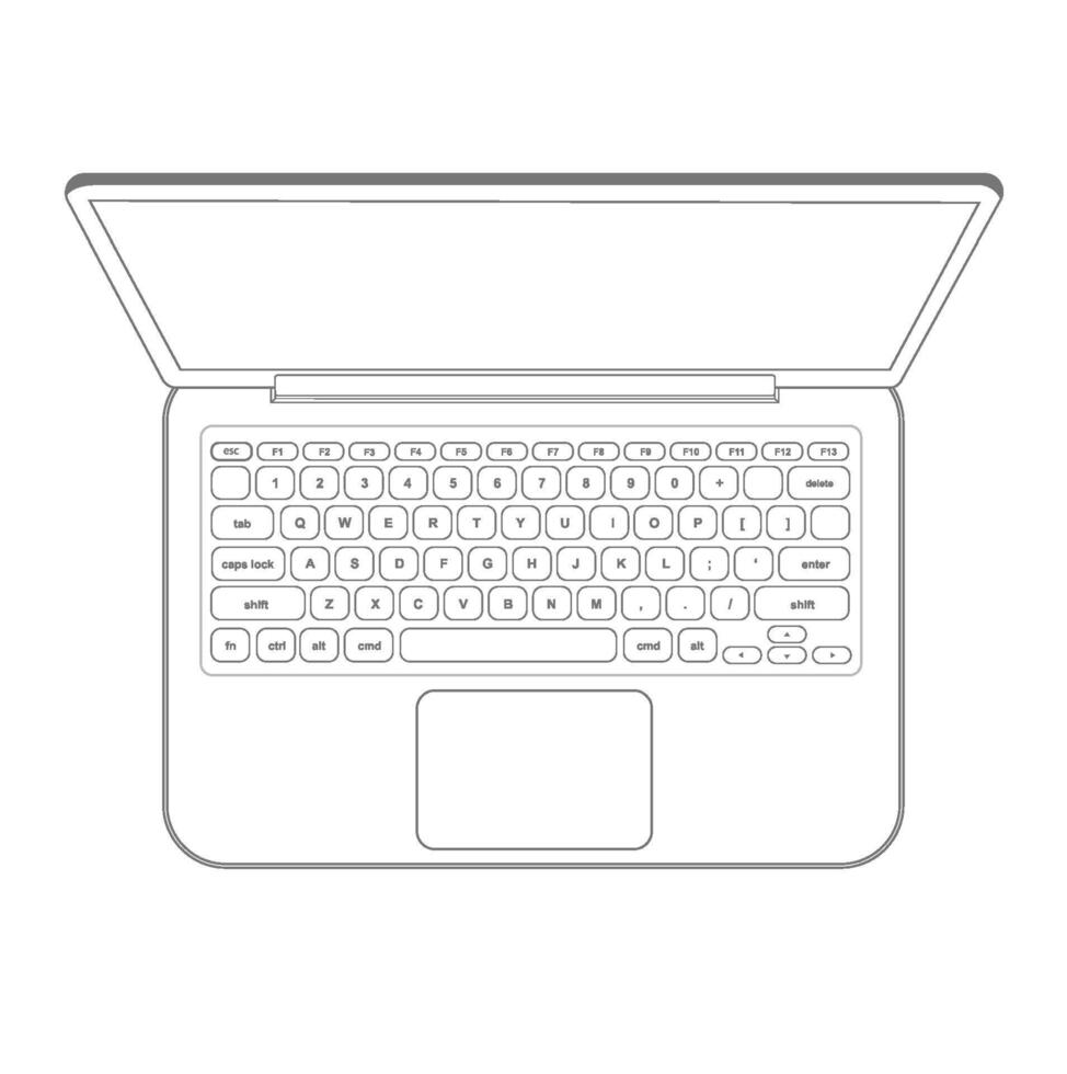 Laptop computer notebook outline vector