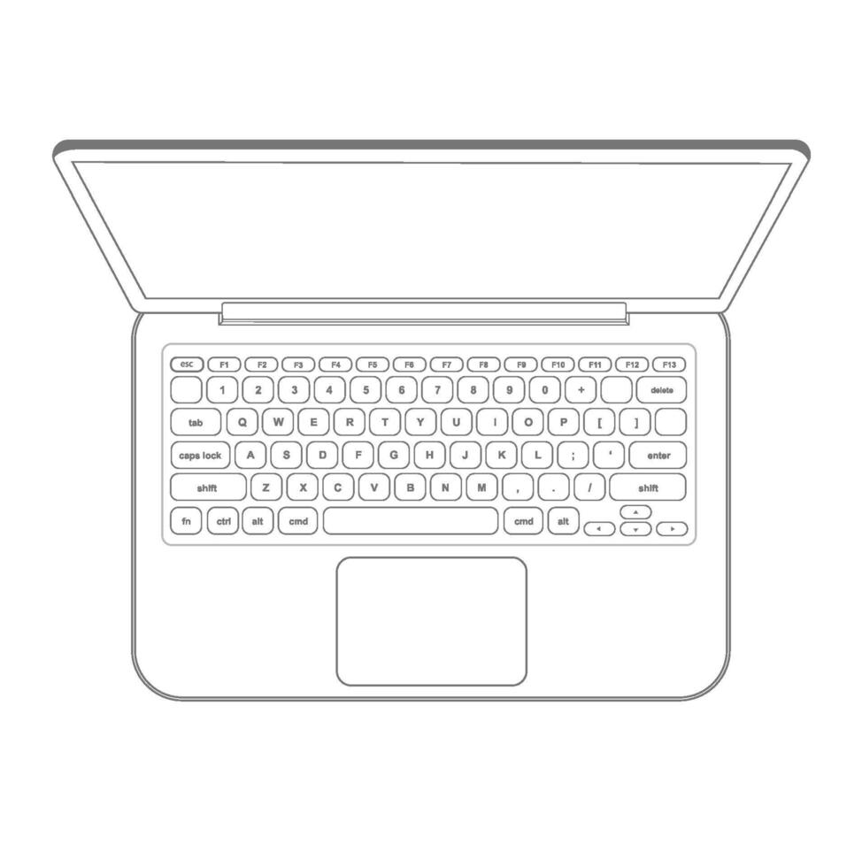 Laptop computer notebook outline vector