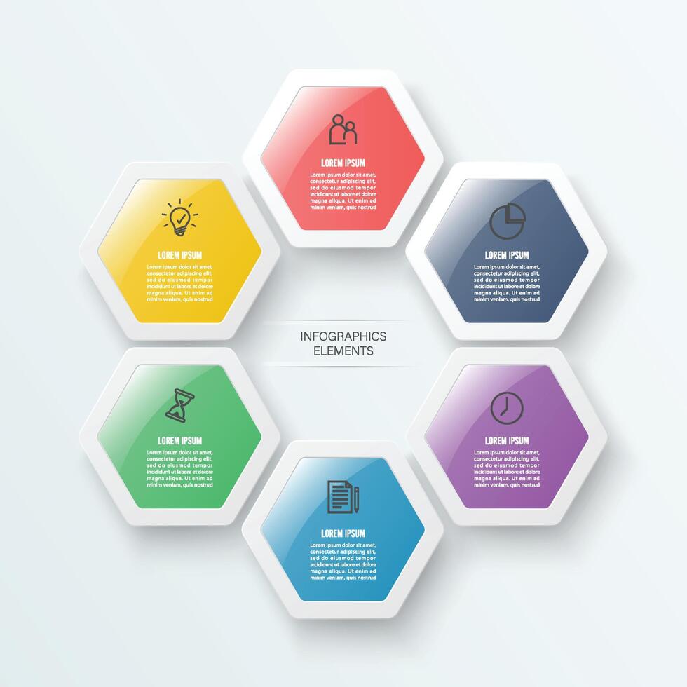 Vector illustration infographics 6 options. Template for brochure, business, web design.