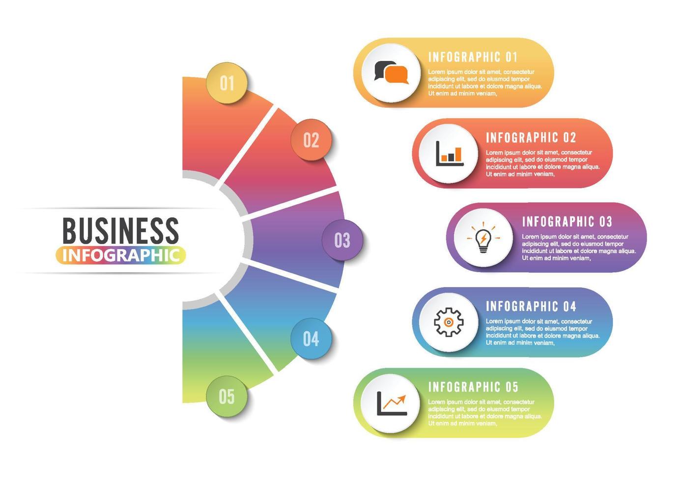 Circle infographic template five option, process or step for business presentation vector