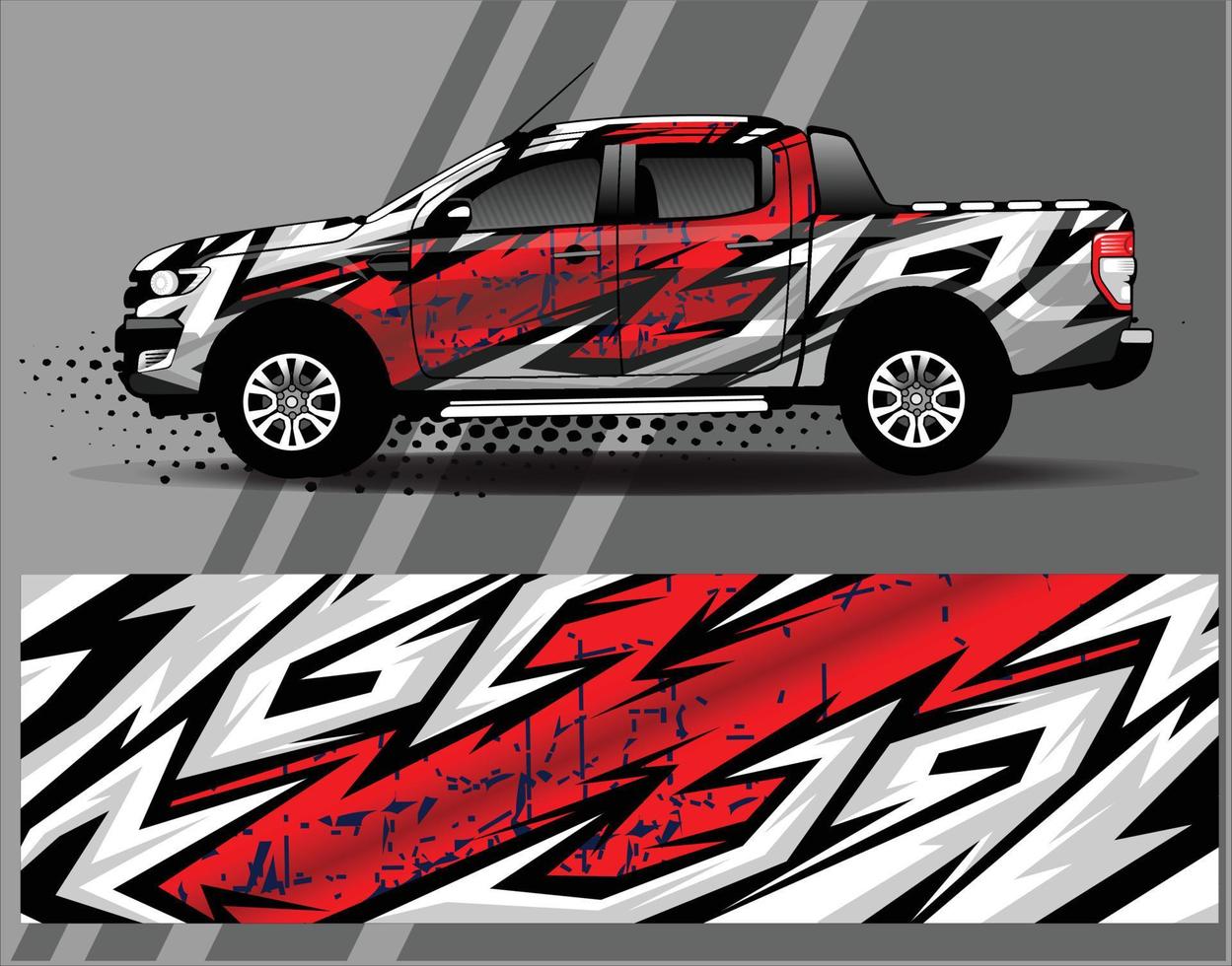 vector de diseño de envoltura de coche. diseños de kits de fondo de carreras de franjas abstractas gráficas para vehículos envolventes, autos de carrera, rally, aventura y librea