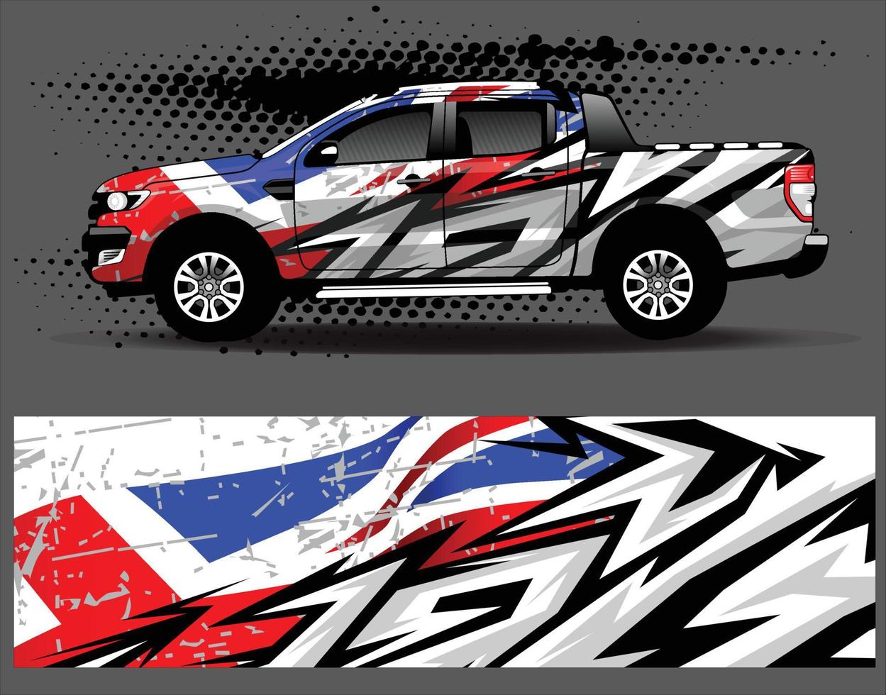 Car wrap design vector. Graphic abstract stripe racing background kit designs for wrap vehicle, race car, rally, adventure and livery vector