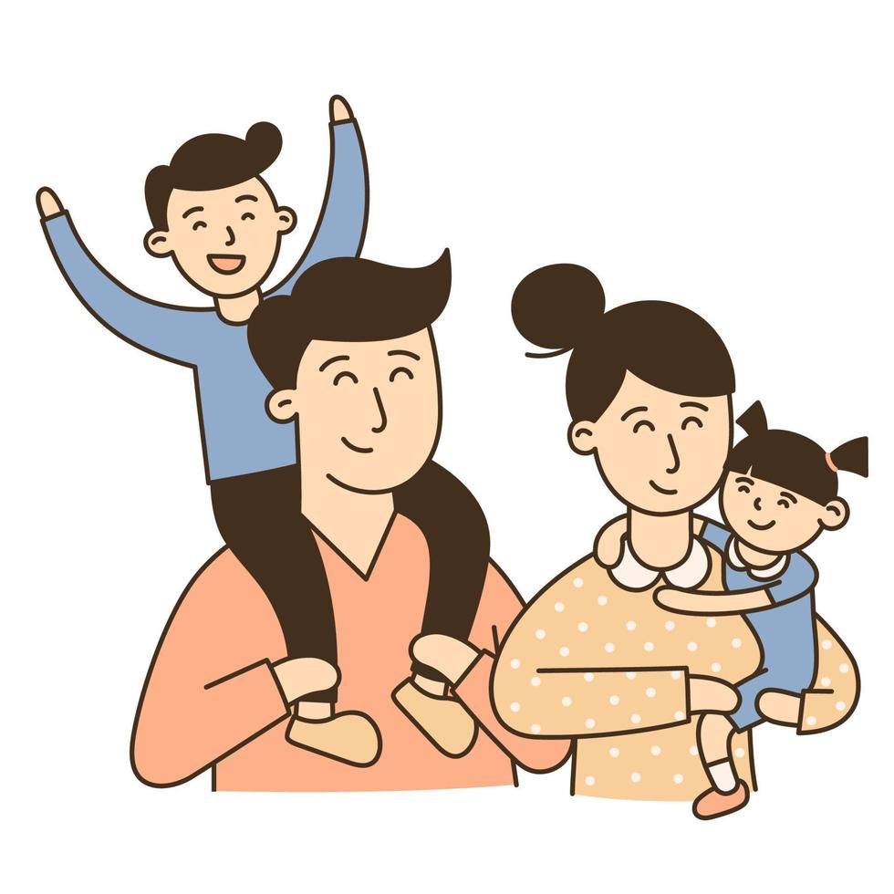 familia. icono de doodle de niño y familia dibujado a mano vector