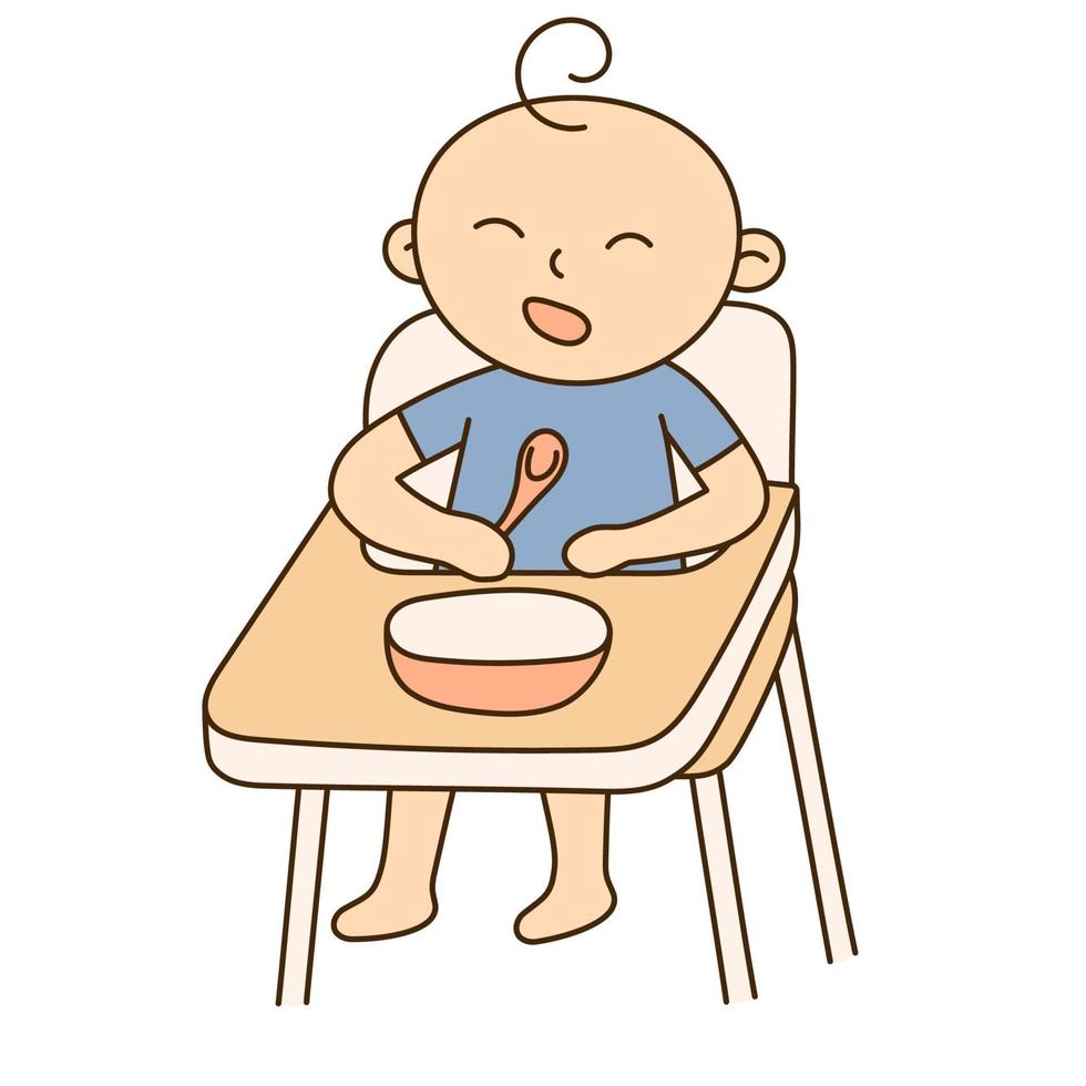 Highchair. Hand Drawn Kid and Family doodle icon vector