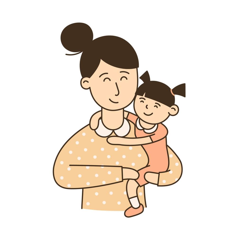 Mom. Hand Drawn Kid and Family doodle icon vector