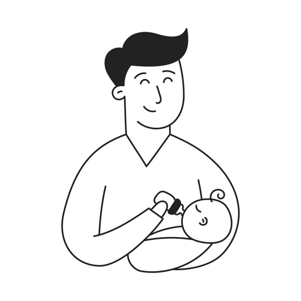 Paced bottle feeding. Hand Drawn Kid and Family doodle icon vector