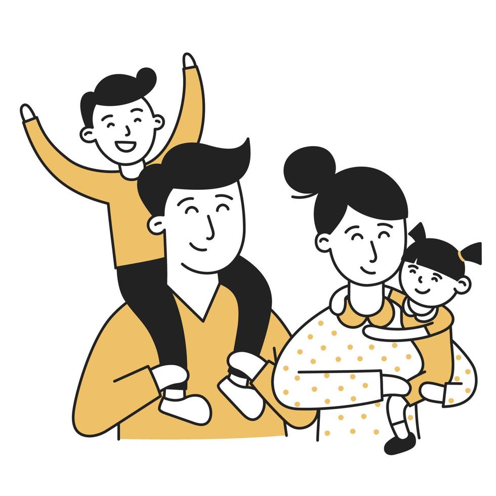 Family. Hand Drawn Kid and Family doodle icon vector