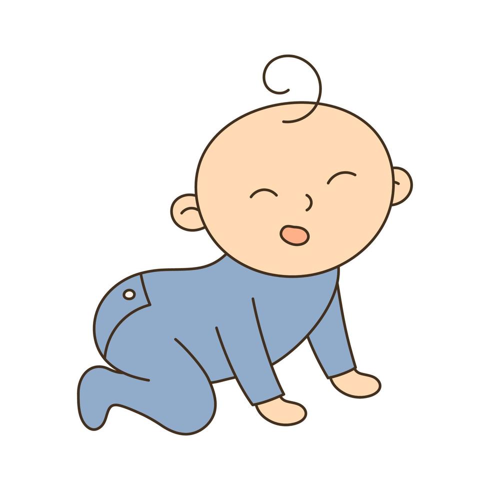 Baby Crawling. Hand Drawn Kid and Family doodle icon vector