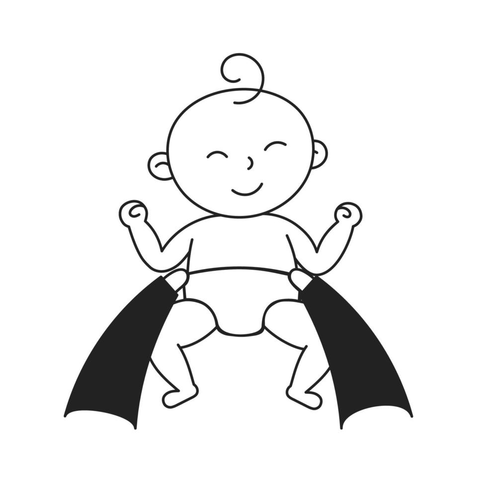 cambio de pañales. icono de doodle de niño y familia dibujado a mano vector