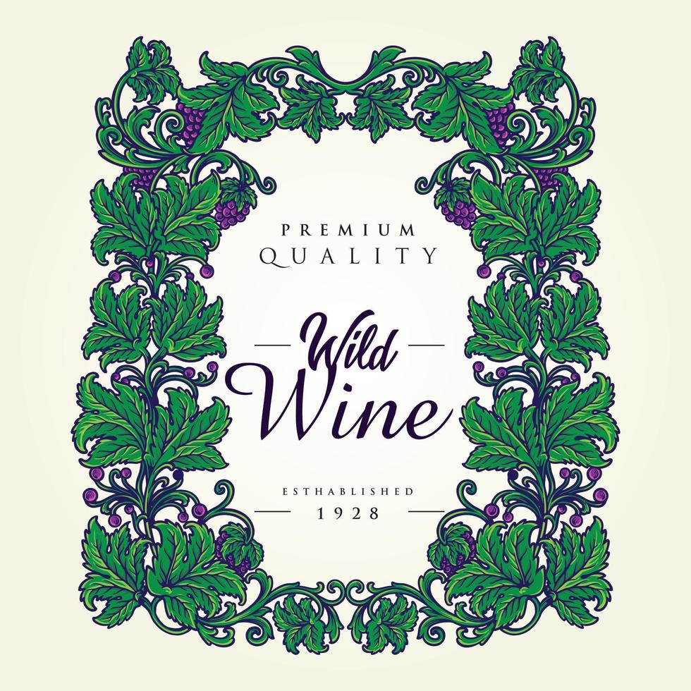 Classic luxury wine floral labels vector