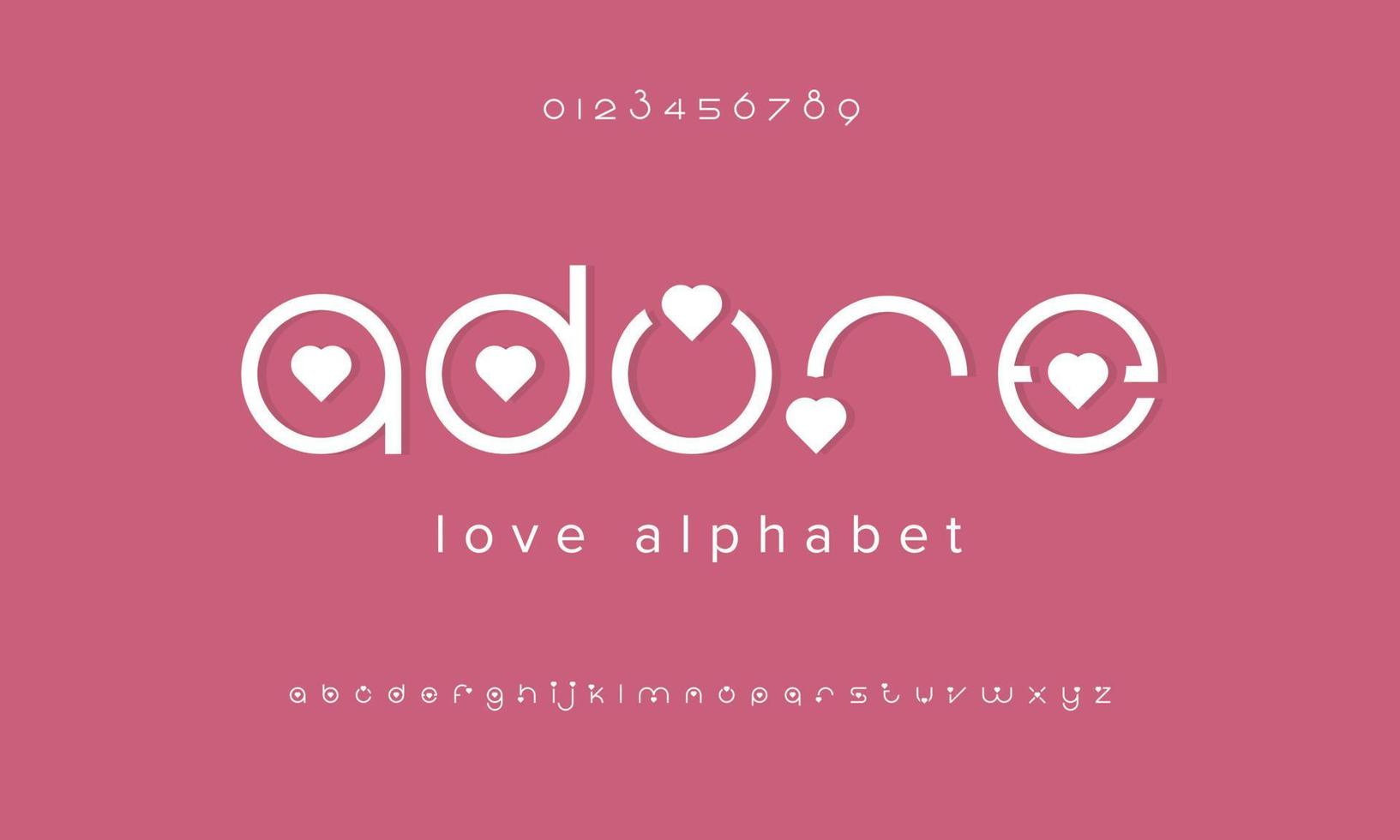 Love adore modern alphabet. Typography for fashion, future, minimal, wedding. Isolated vector illustration