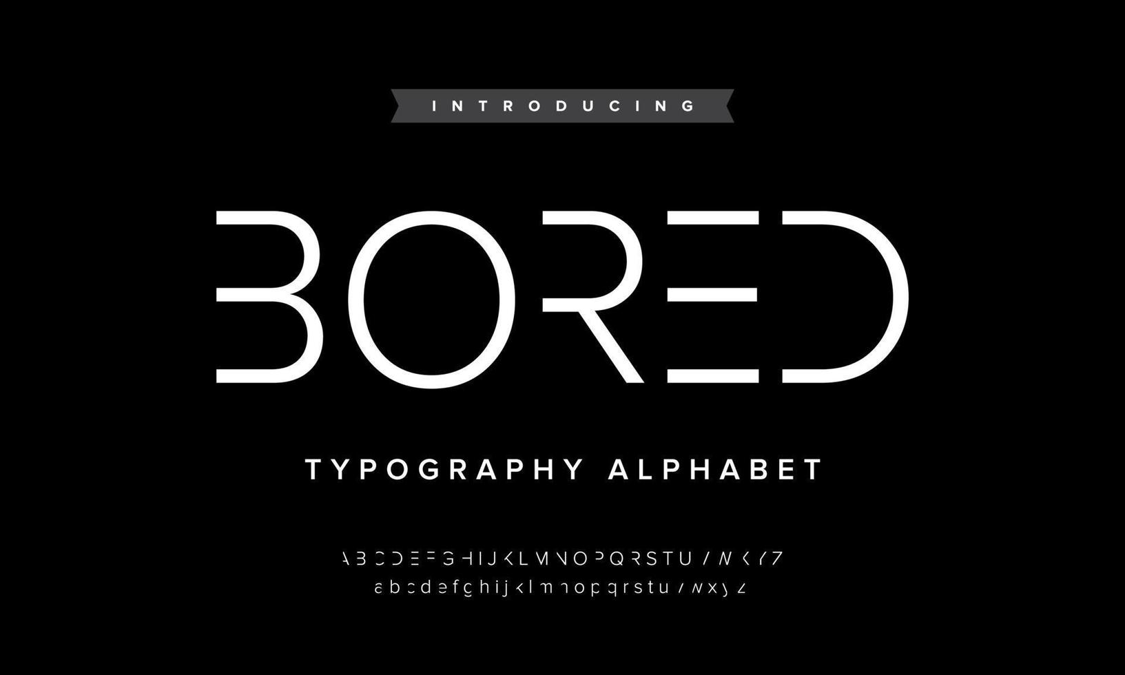 Bored futuristic modern abstract alphabet. Simple future a to z typography. Isolated vector font.