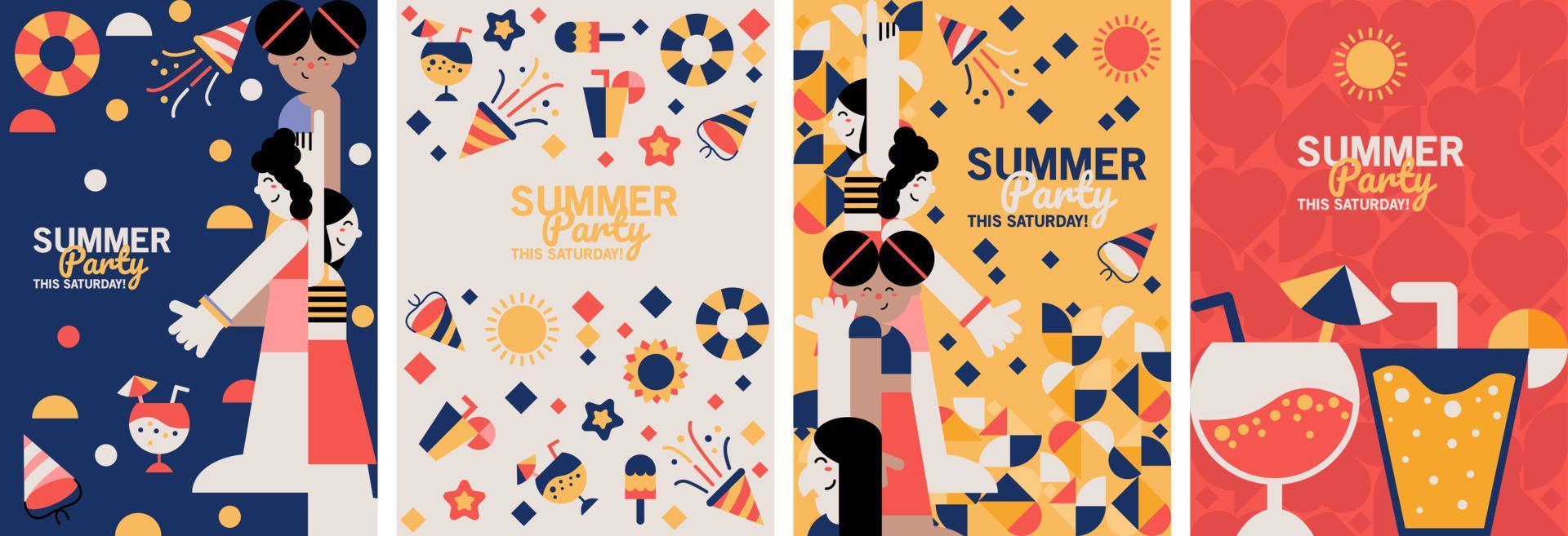 Summer holiday background and poster template. Geometric vector illustration.