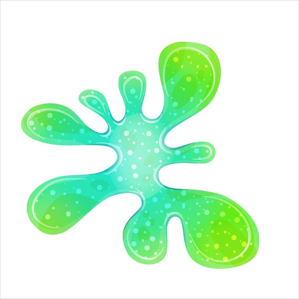 Dripping green goo slimes isolated. Slimes splash, flow of muscus. Green colorful jelly for playing. Cartoon vector illustration.