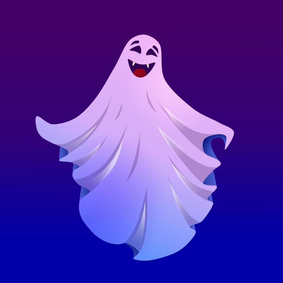 Ghost halloween cute monster Isolated. Funny cartoon character. Cartoon vector illustration. Character ghost in a sheet for halloween autumn holiday