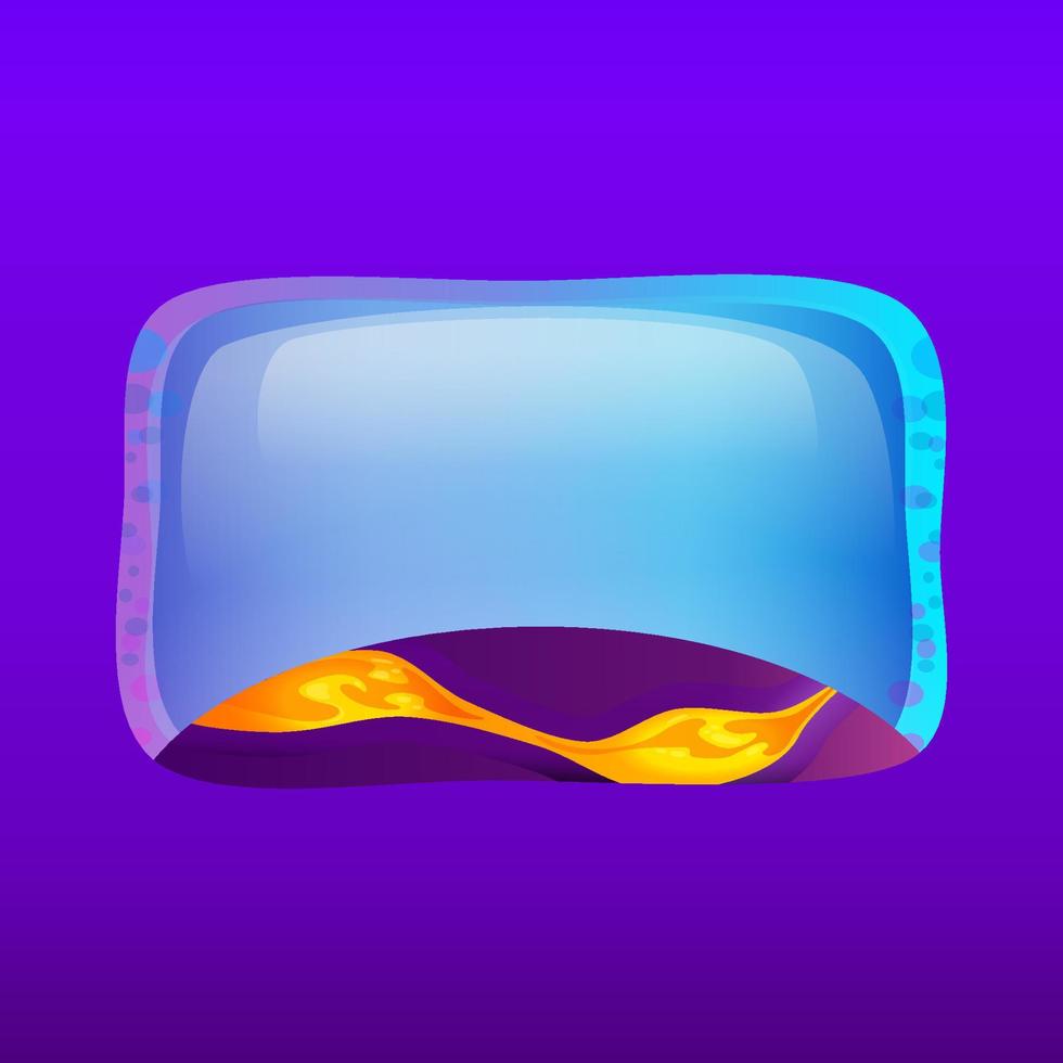 Space game ui frame for mobile interface design in cartoon style. Galaxy window with planet for button and assets. Cartoon vector illustration. Web design elements