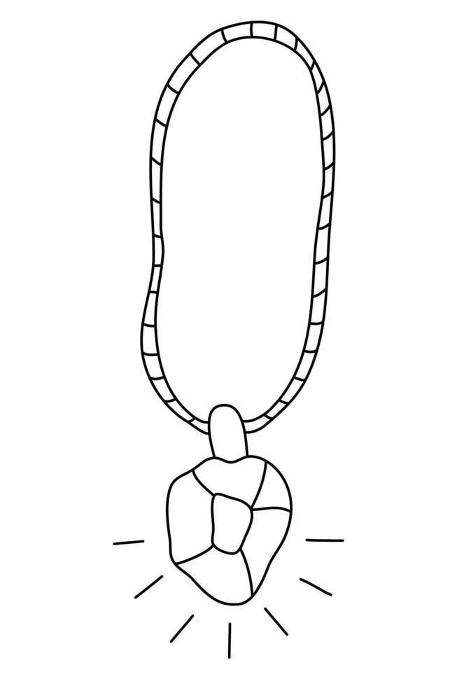 collar con cristales en estilo de boceto de garabato. medicina alternativa. tratamiento de cristales contorno aislado. dibujado a mano ilustración contorno negro vector