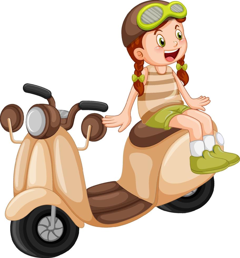 A motorcycle with a girl cartoon vector