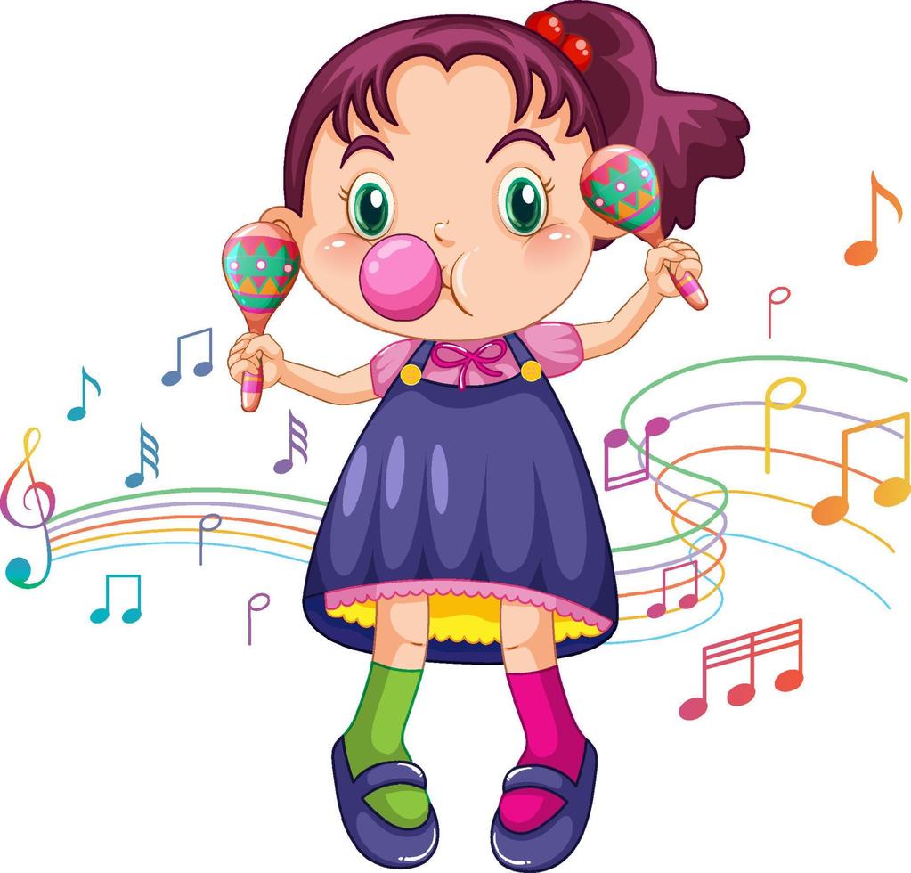 Ponytail girl holding maracas vector