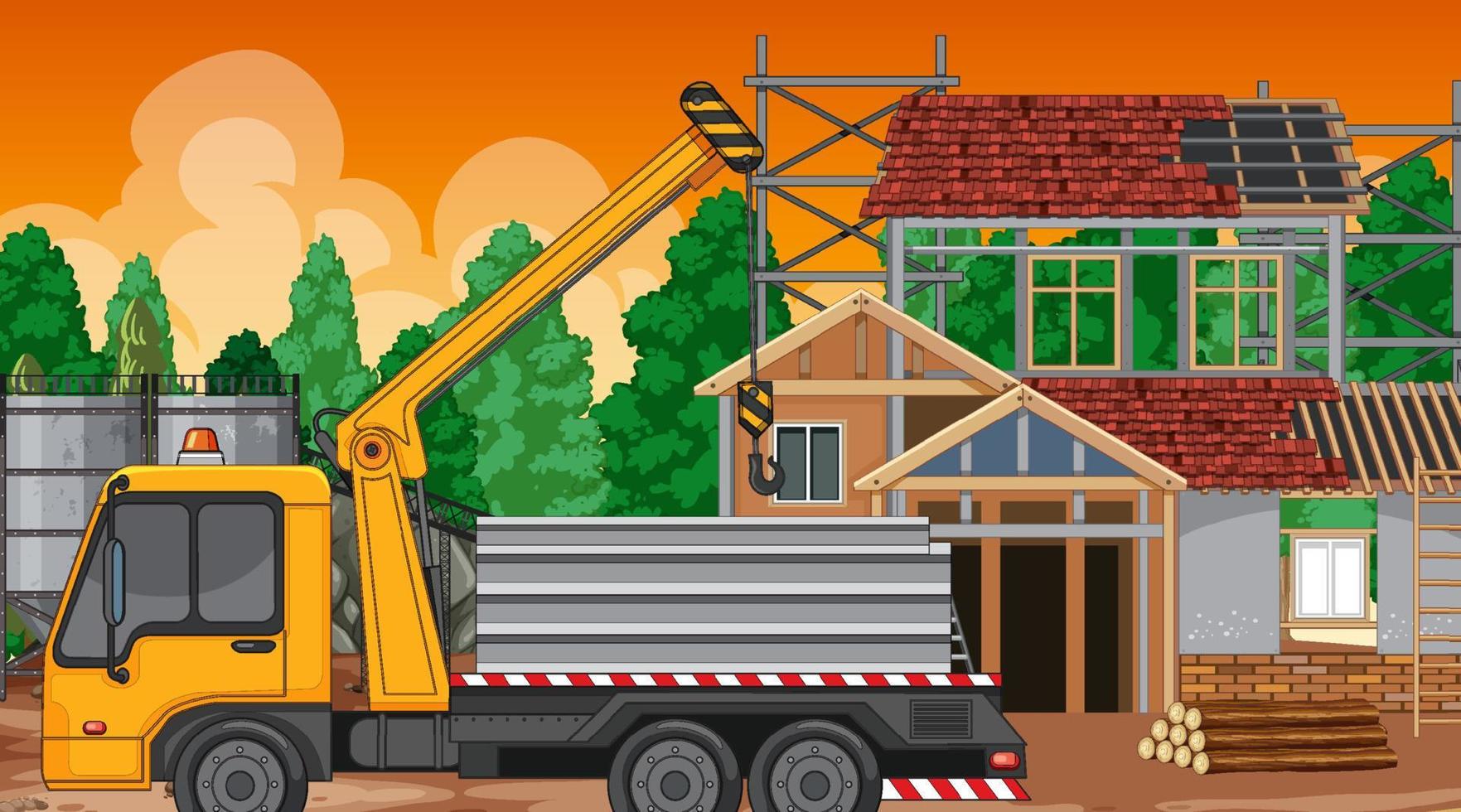 House construction site scene vector