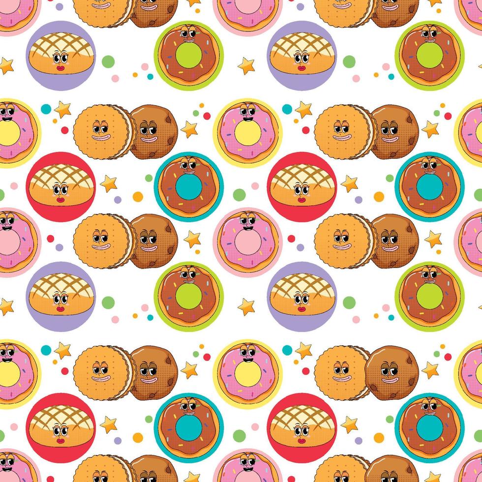 Seamless background with dessert theme vector