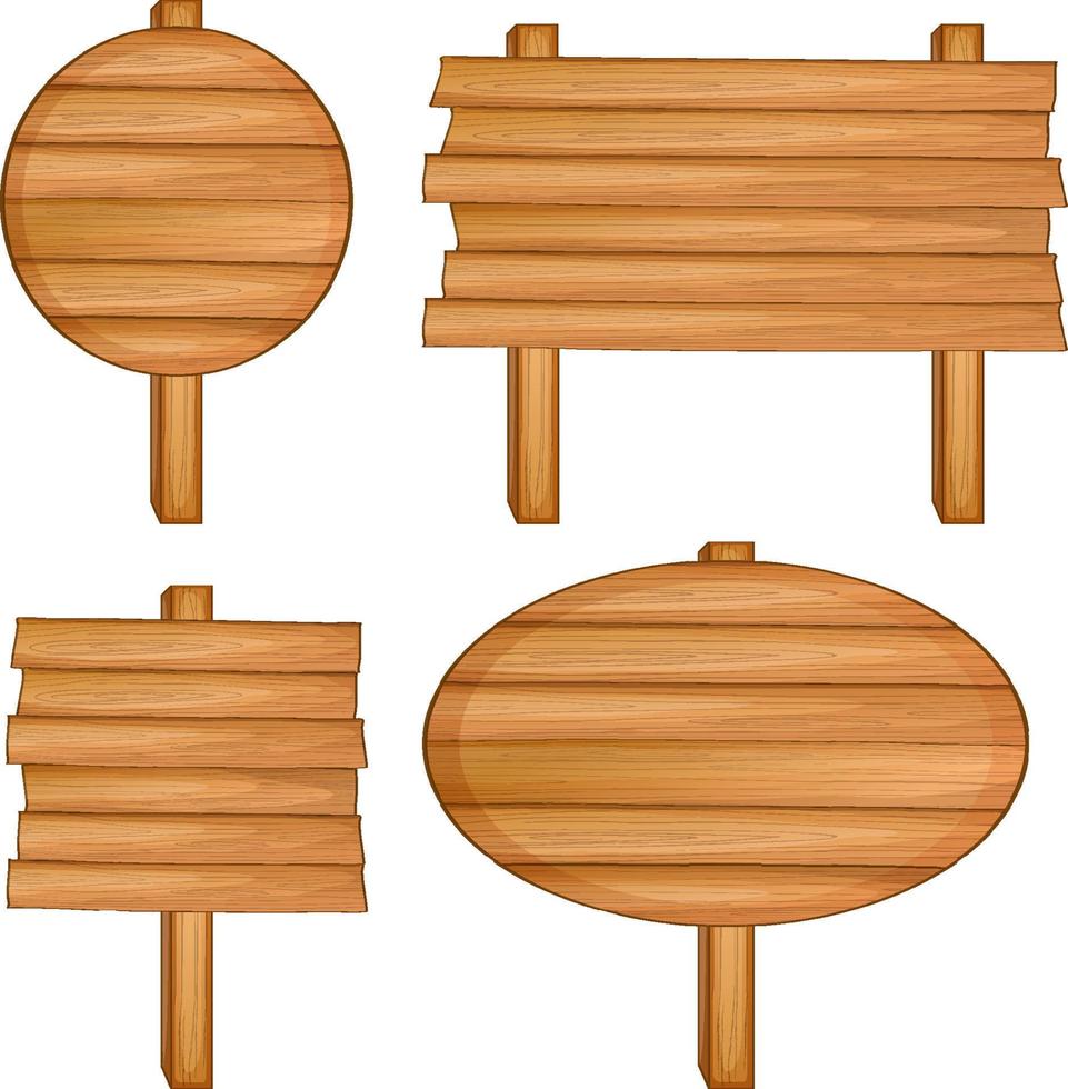 Set of wooden sign banner vector
