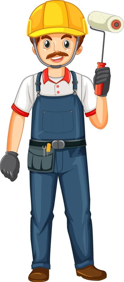 Painter construction worker cartoon character vector