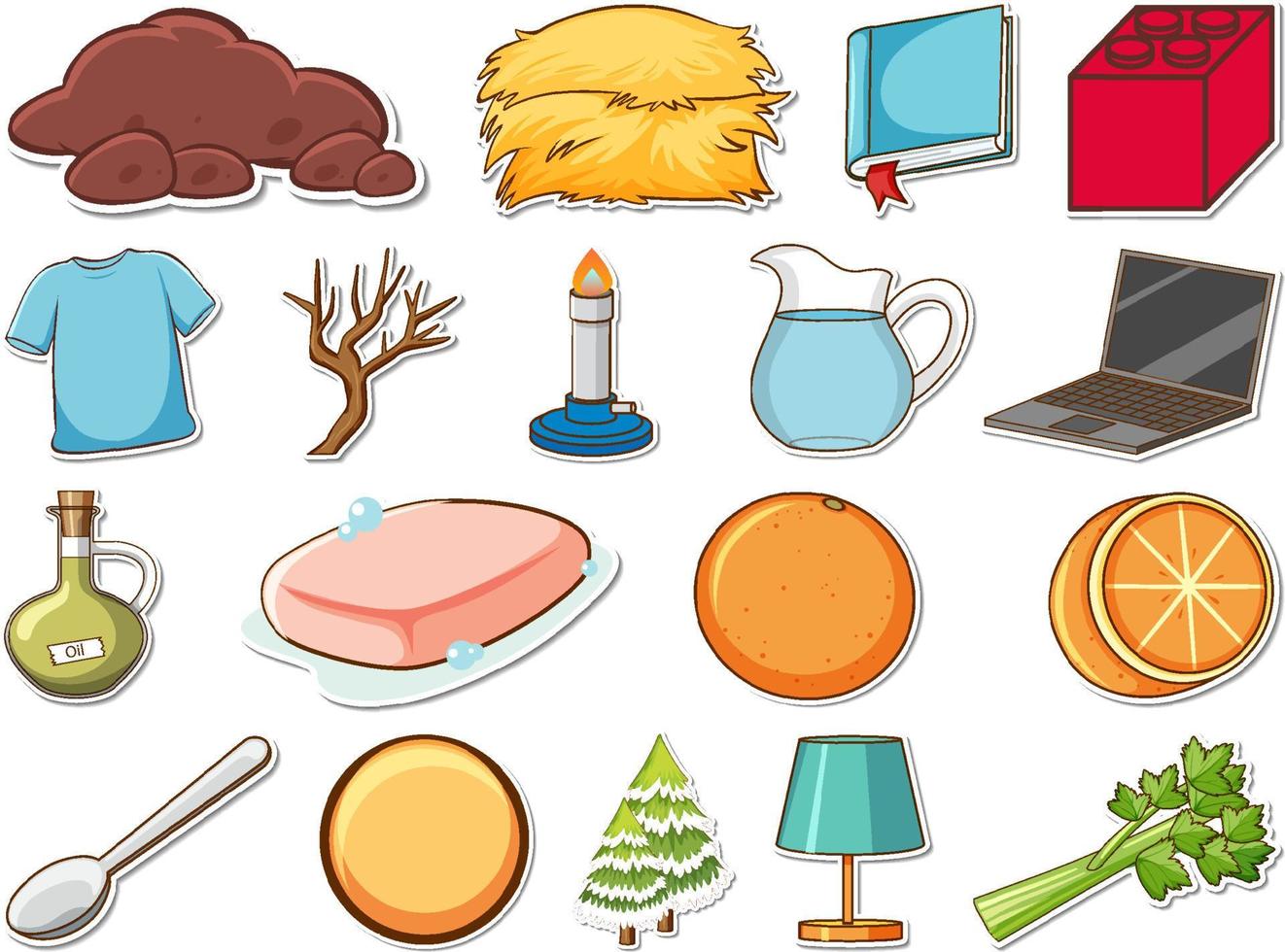 Sticker set of mixed daily objects vector