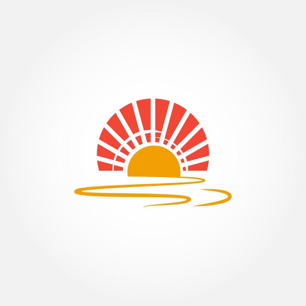 ilustración del logotipo del sol brillante con reflejo en el agua vector