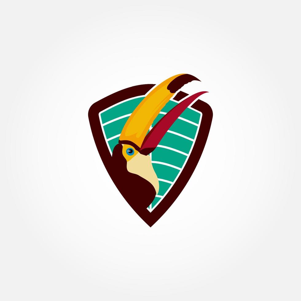 Logo Illustration Mascot Of Toucan With Shield vector