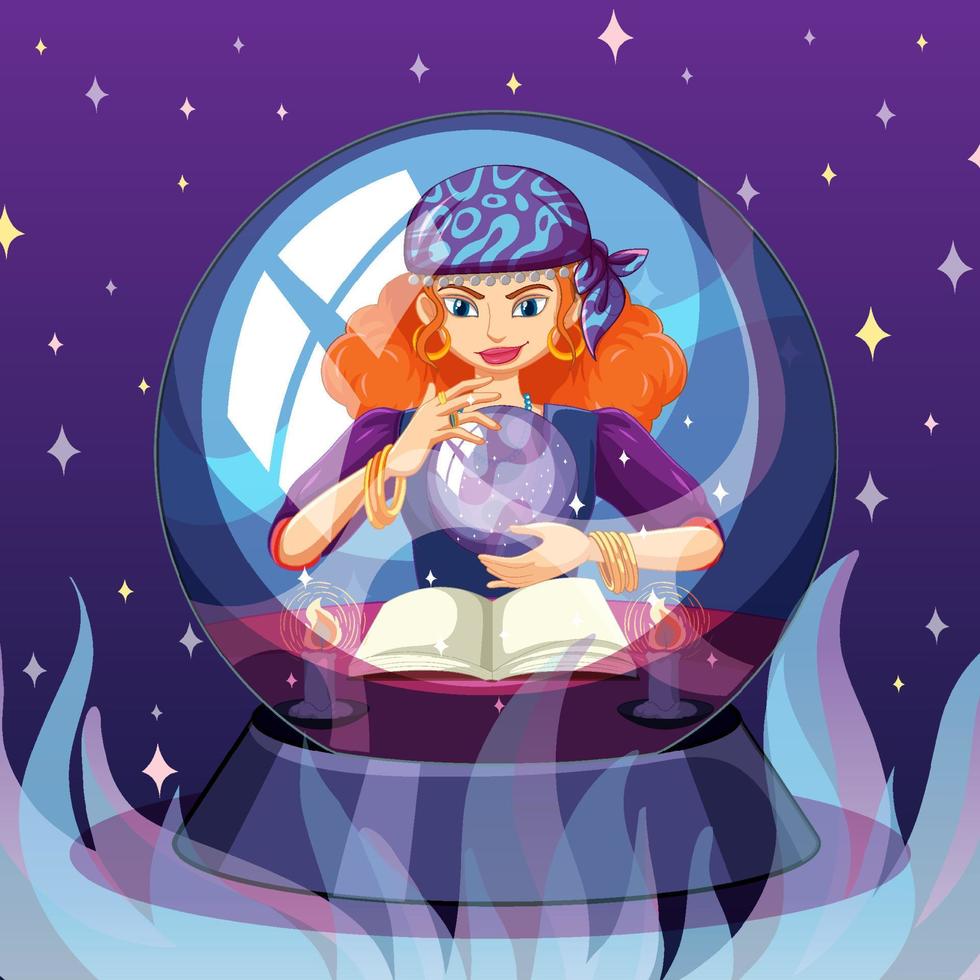 Fortune teller with crystal ball vector