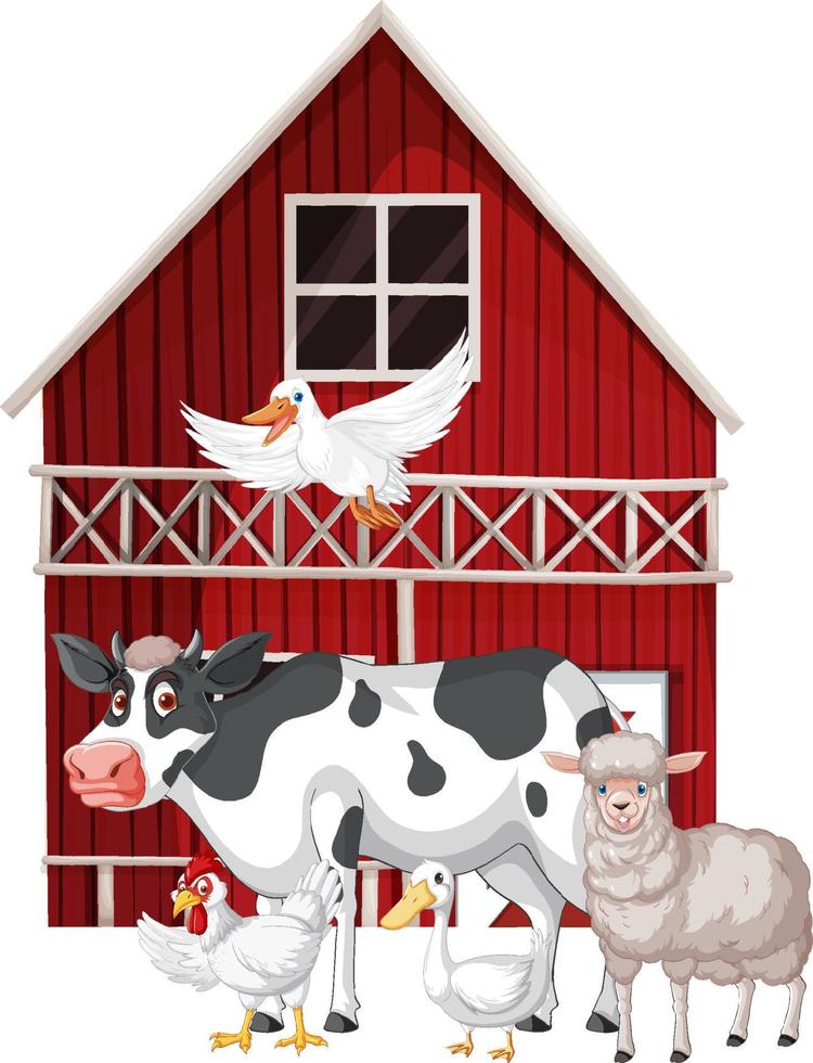 tema agrícola con muchos animales vector