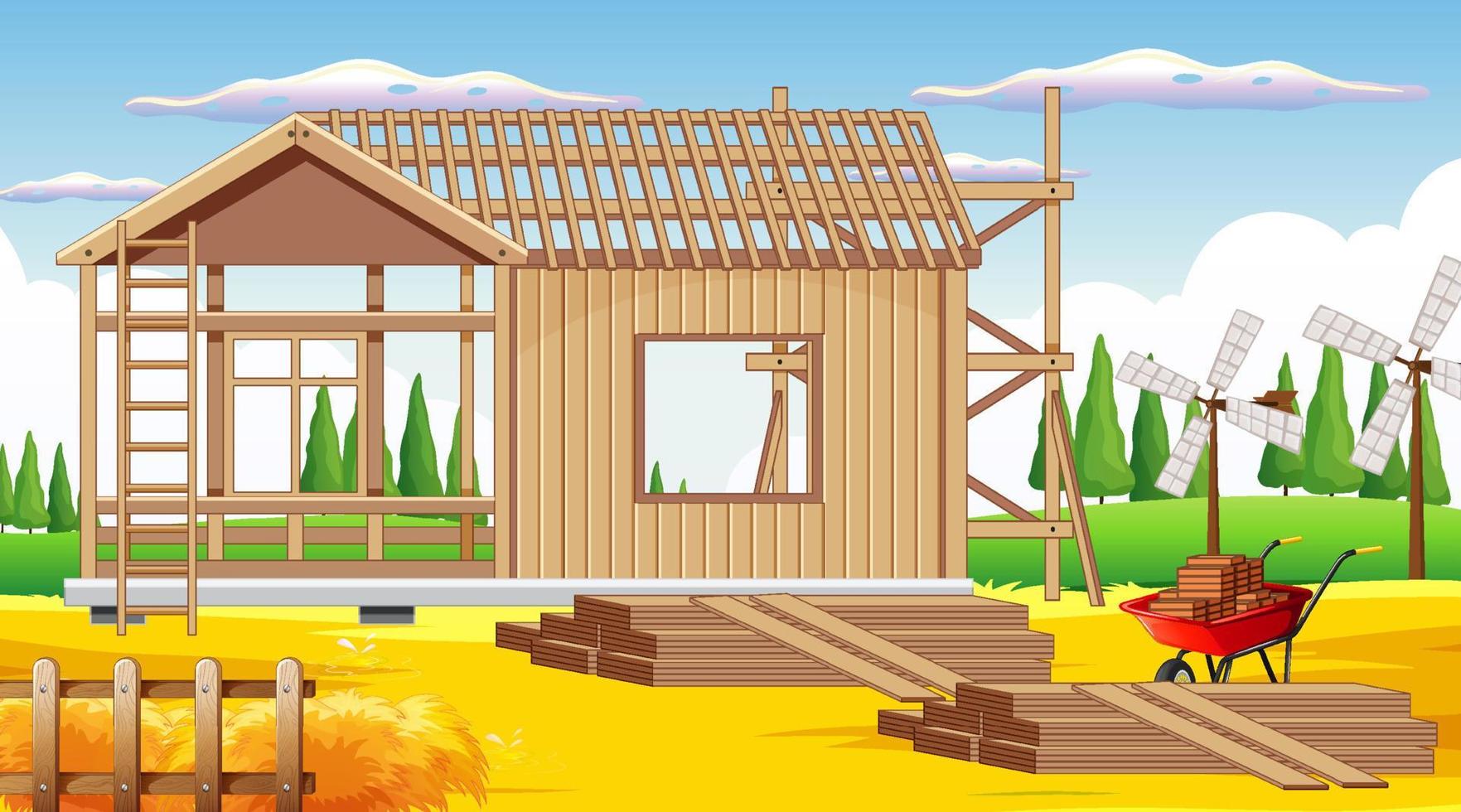 Cartoon scene of building construction site vector