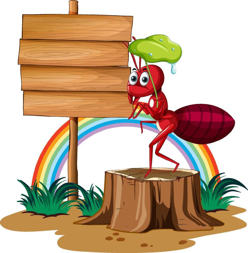 Sign board with ant on white background vector