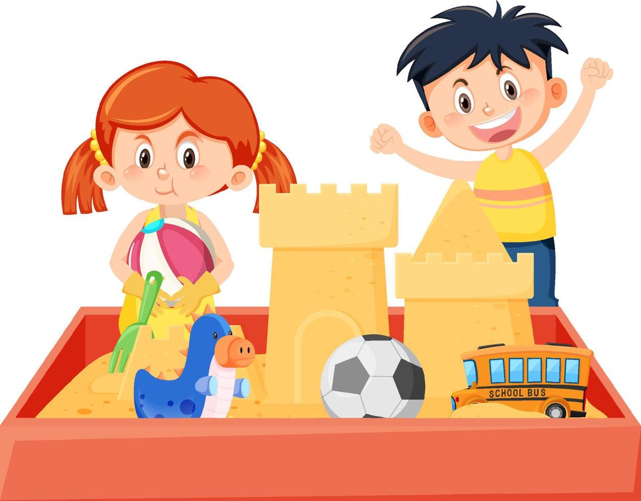 Children playing in the sand pit vector