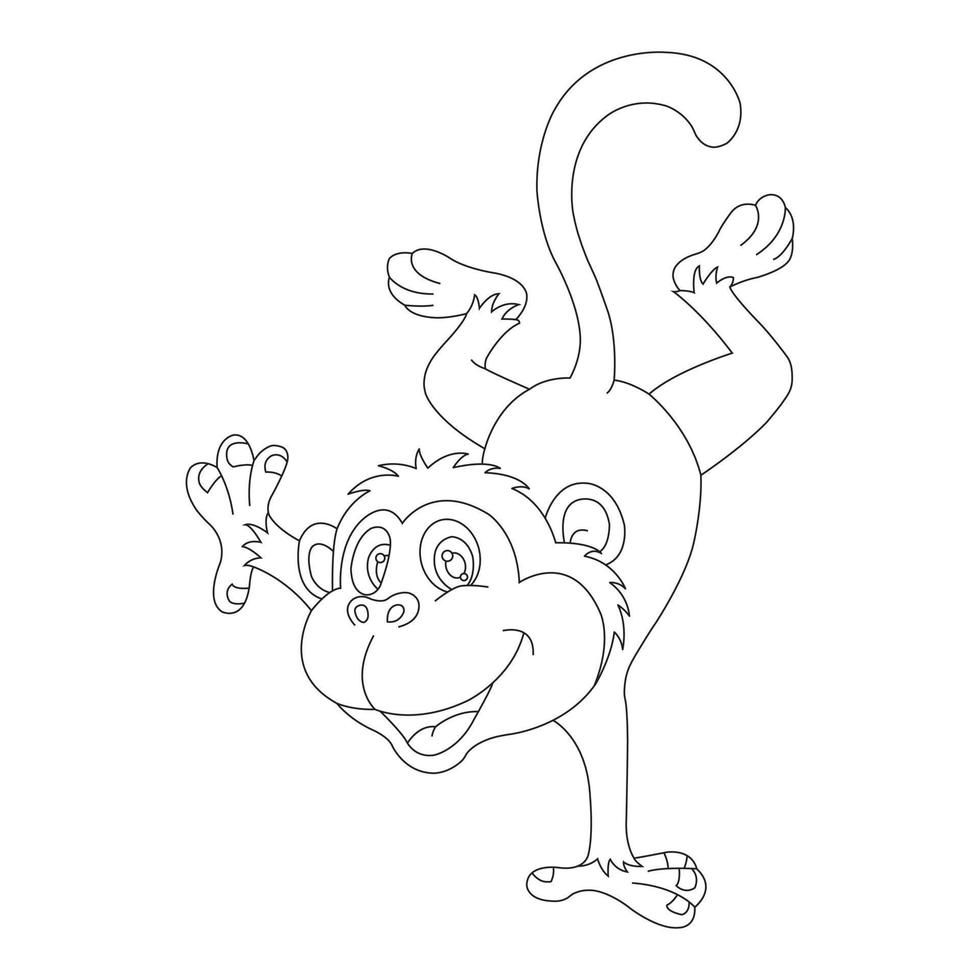 Cute Little Monkey Outline Coloring Page for Kids Animal Coloring Book Cartoon Vector Illustration