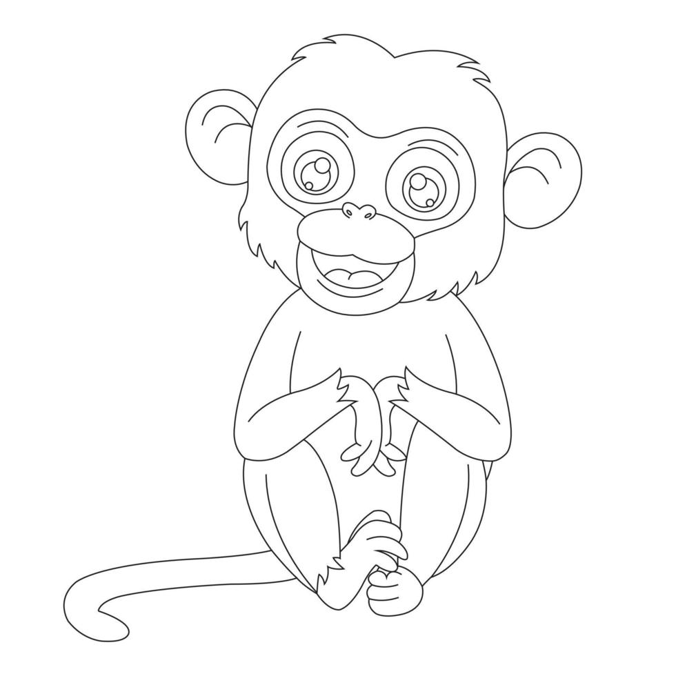 Cute Little Monkey Outline Coloring Page for Kids Animal Coloring Book  Cartoon Vector Illustration 7540050 Vector Art at Vecteezy