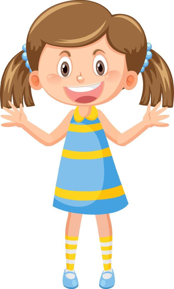 Cheerful girl with greeting gesture vector