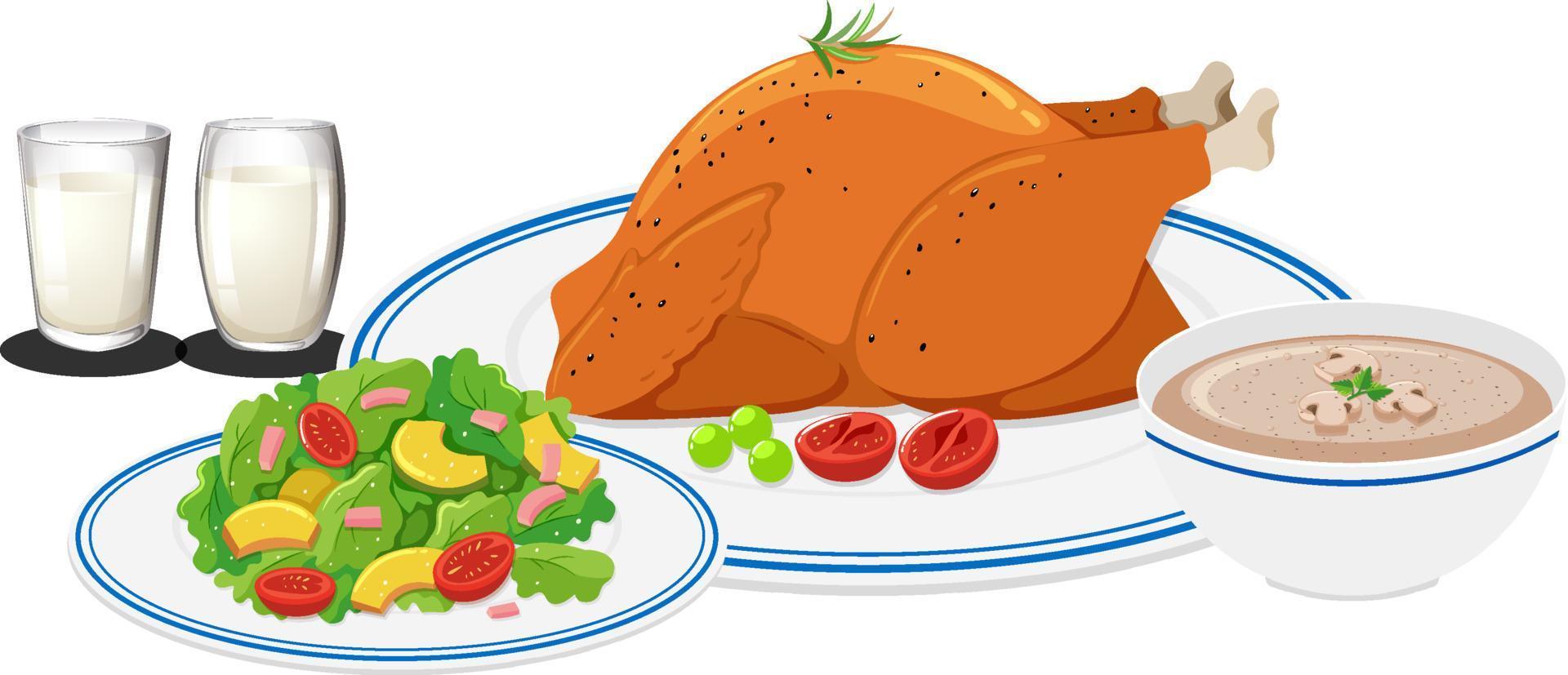Healthy food concept with chicken and salad vector