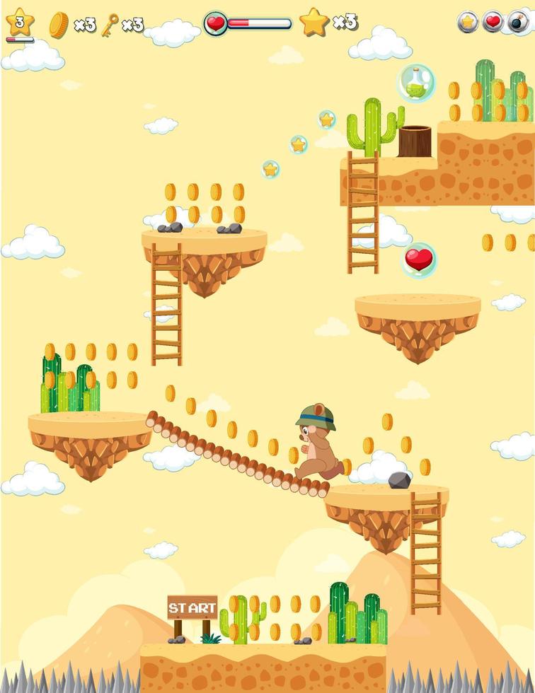 plantilla de fondo de juego de plataforma vector