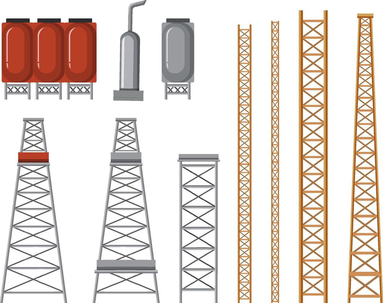 Set of oil industry objects vector