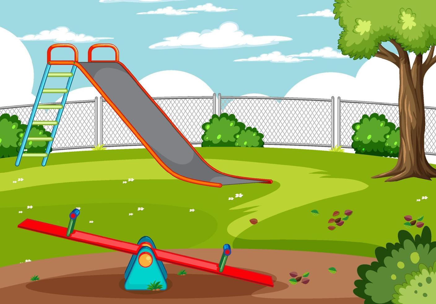Empty playground background with rides vector