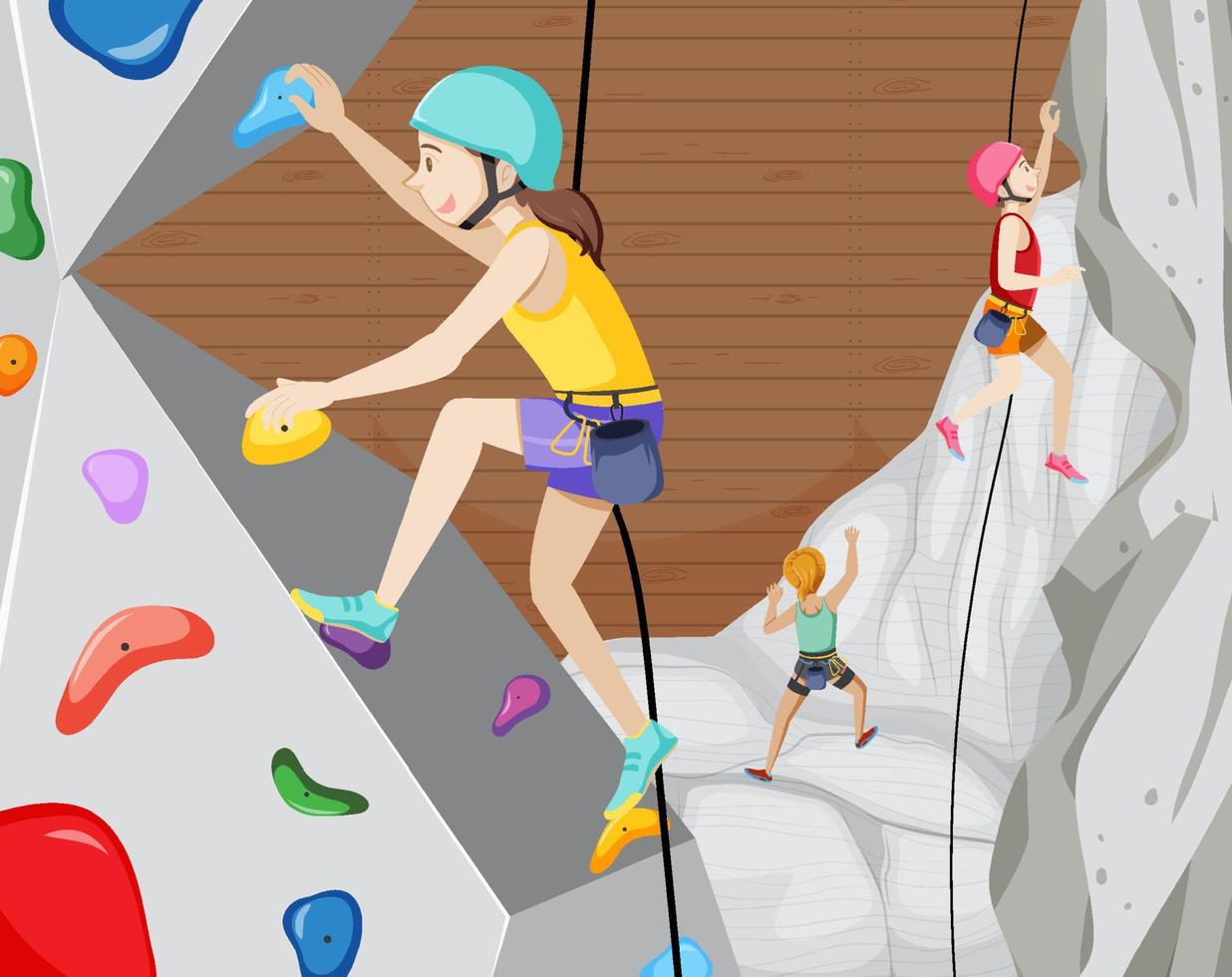 Indoor rock climbing gym vector