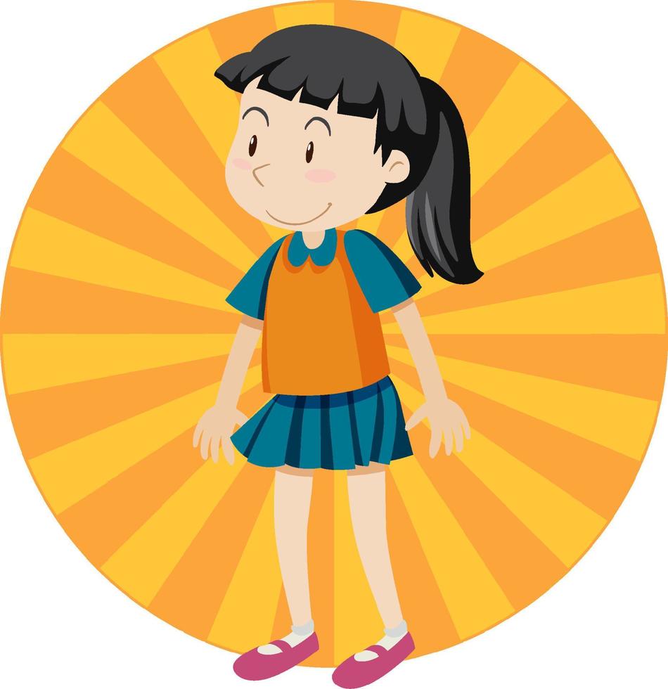 Active girl simple cartoon character vector