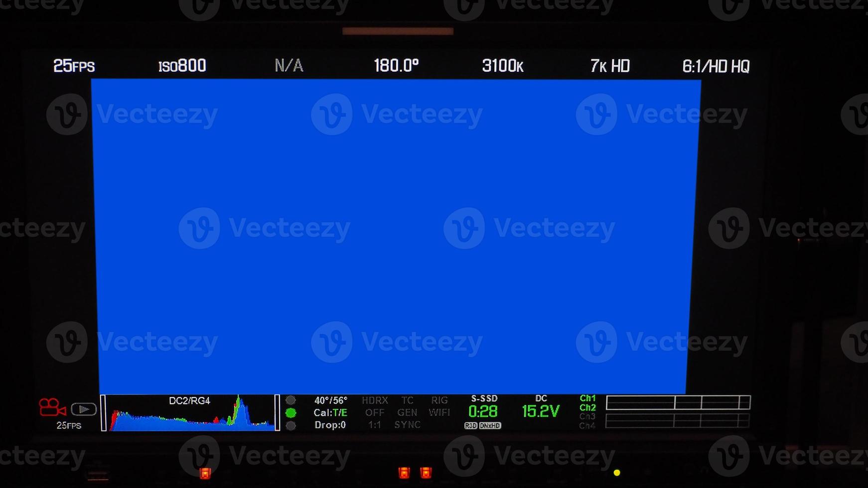 Video recording interface. VDO production recording camera viewfinder on monitor. photo