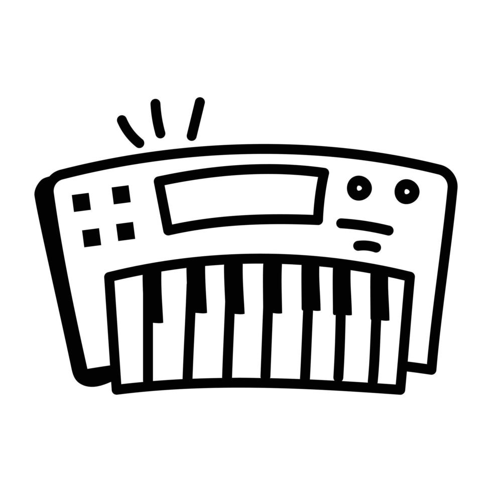 Musical keyboard, sketchy icon design of piano vector